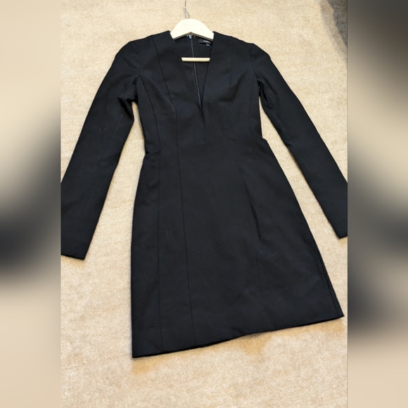 V neck fitted mini black dress from Theory. Worn once in excellent condition. - Picture 7 of 10